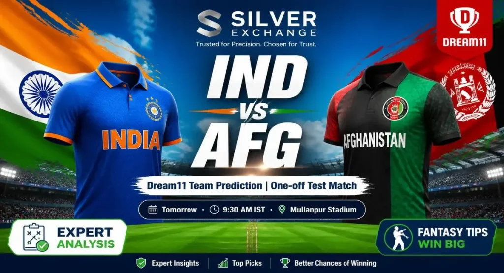 IND vs AFG Dream11 Team Prediction - Test match preview on silverexch with fantasy tips and pitch report